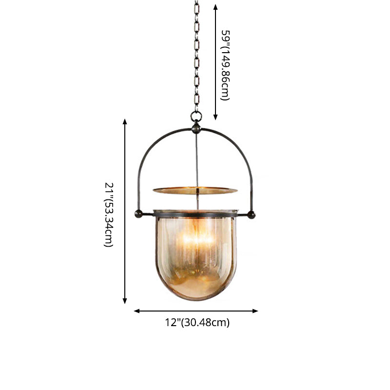 1 Light Caged Glass Hanging Light Fixtures Retro Industrial Style Glass Ceiling Light for Restaurant Clearhalo 'Ceiling Lights' 'Pendant Lights' 'Pendants' Lighting' 2618369