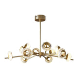 Crackled Crystal Glass Rings Pendant Lighting Postmodern Brass Finish Chandelier for Diner Clearhalo 'Ceiling Lights' 'Chandeliers' Lighting' 2618467