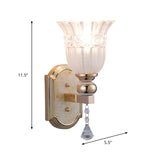 Frosted Glass Floral Wall Sconce Lamp Country Style 1 Bulb Gold Finish Wall Lighting Fixture for Corridor Clearhalo 'Modern wall lights' 'Modern' 'Wall Lamps & Sconces' 'Wall Lights' Lighting' 261846