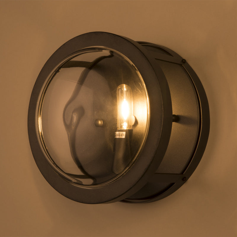 Black Circular Shaped Wall Sconce Modernist Stylish 1 Bulb Metal and Clear Crystal Wall Mount Light for Hallway Black Clearhalo 'Modern wall lights' 'Modern' 'Wall Lamps & Sconces' 'Wall Lights' Lighting' 261848