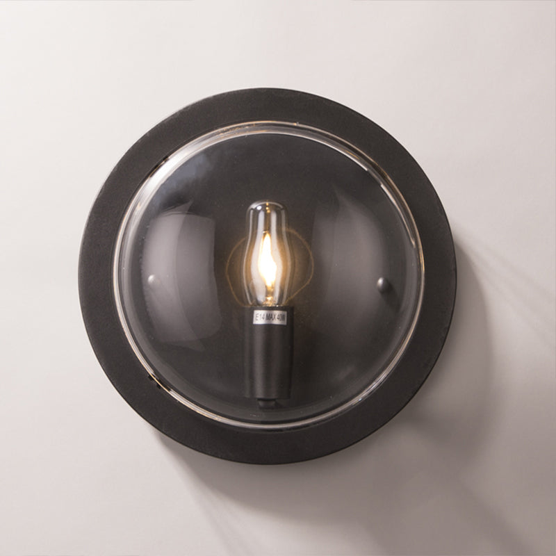 Black Circular Shaped Wall Sconce Modernist Stylish 1 Bulb Metal and Clear Crystal Wall Mount Light for Hallway Clearhalo 'Modern wall lights' 'Modern' 'Wall Lamps & Sconces' 'Wall Lights' Lighting' 261849