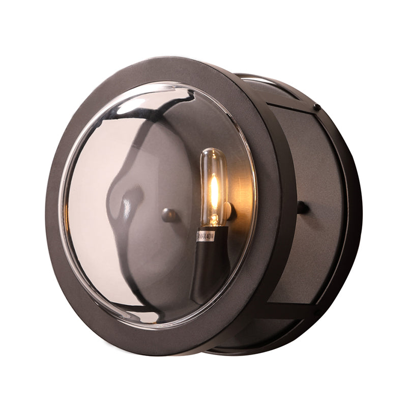 Black Circular Shaped Wall Sconce Modernist Stylish 1 Bulb Metal and Clear Crystal Wall Mount Light for Hallway Clearhalo 'Modern wall lights' 'Modern' 'Wall Lamps & Sconces' 'Wall Lights' Lighting' 261851