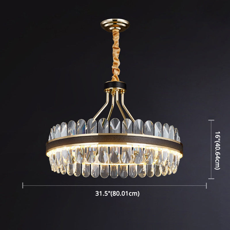 Minimalist Circular LED Chandelier Crystal Living Room Ceiling Pendant Light in Black-Gold Clearhalo 'Ceiling Lights' 'Chandeliers' Lighting' 2618513