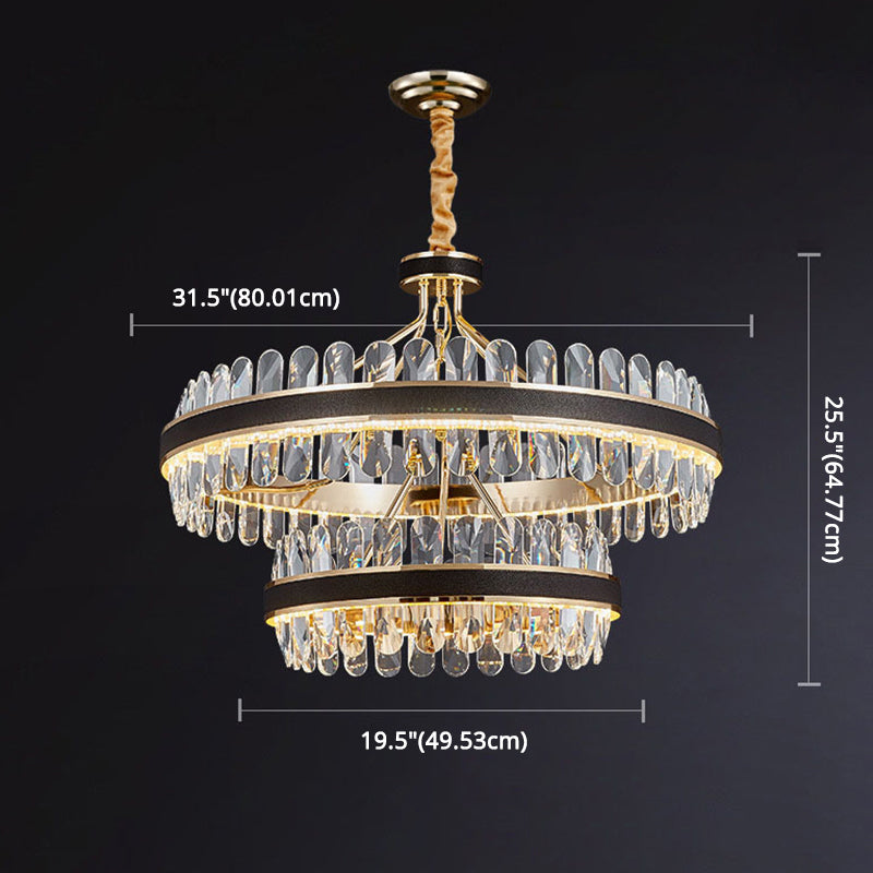 Minimalist Circular LED Chandelier Crystal Living Room Ceiling Pendant Light in Black-Gold Clearhalo 'Ceiling Lights' 'Chandeliers' Lighting' 2618516