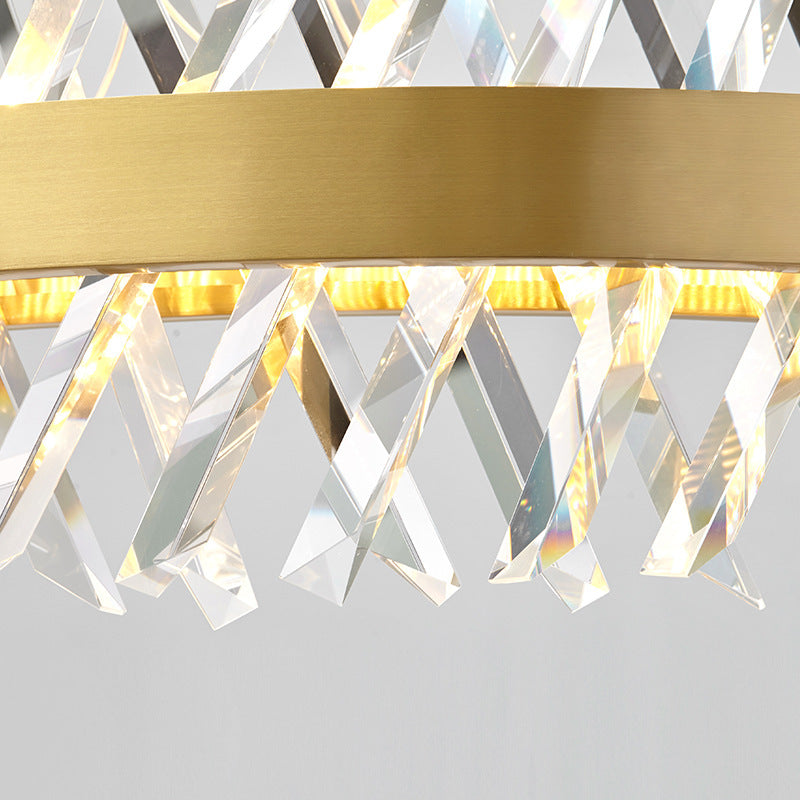 Simple Geometric Chandelier K9 Strip Crystal Dining Room LED Suspension Lighting in Rose Gold Clearhalo 'Ceiling Lights' 'Chandeliers' Lighting' 2618538