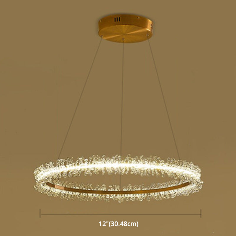 Simple Stylish Ring Pendant Chandelier Flower Crystal Living Room LED Hanging Light in Gold Clearhalo 'Ceiling Lights' 'Chandeliers' Lighting' 2618584