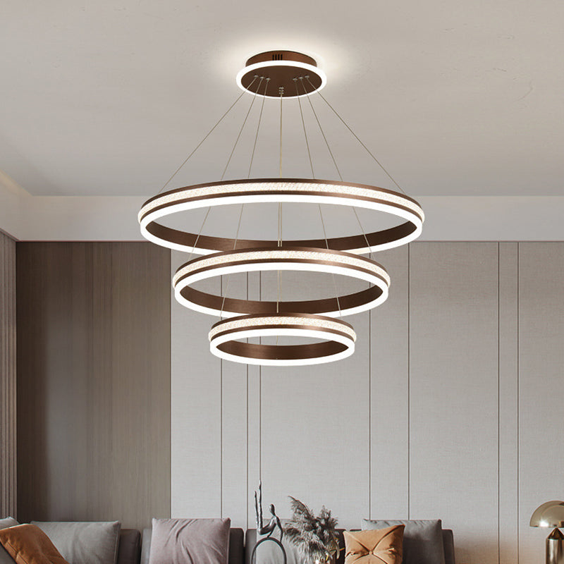 Minimalist Style Tiers Chandelier Lighting Acrylic Parlor LED Ring Suspension Light Fixture Clearhalo 'Ceiling Lights' 'Chandeliers' Lighting' 2618597