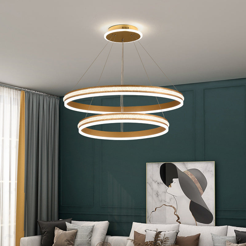 Minimalist Style Tiers Chandelier Lighting Acrylic Parlor LED Ring Suspension Light Fixture Clearhalo 'Ceiling Lights' 'Chandeliers' Lighting' 2618599