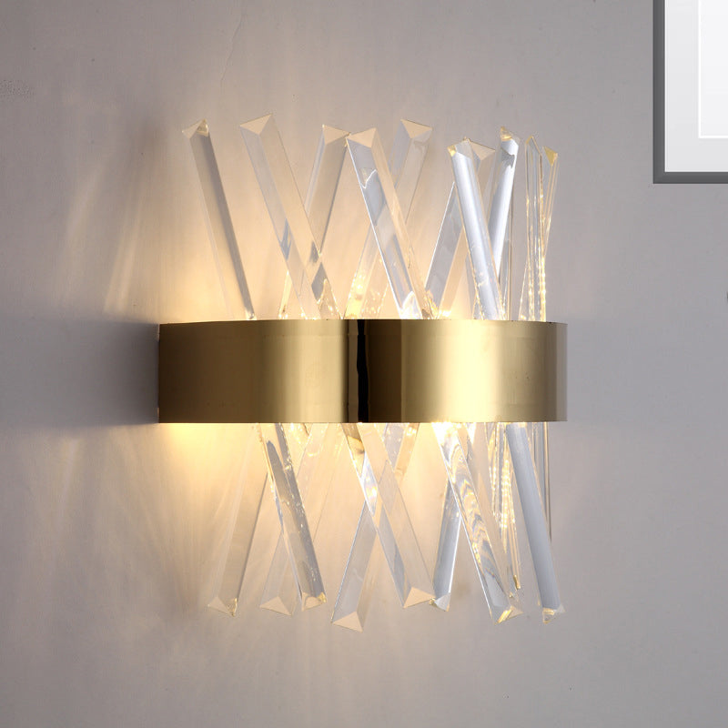 Clear Crystal Prism Wall Mount Light Contemporary Style LED Gold Sconce Lighting for Bedroom Gold Clearhalo 'Modern wall lights' 'Modern' 'Wall Lamps & Sconces' 'Wall Lights' Lighting' 261860