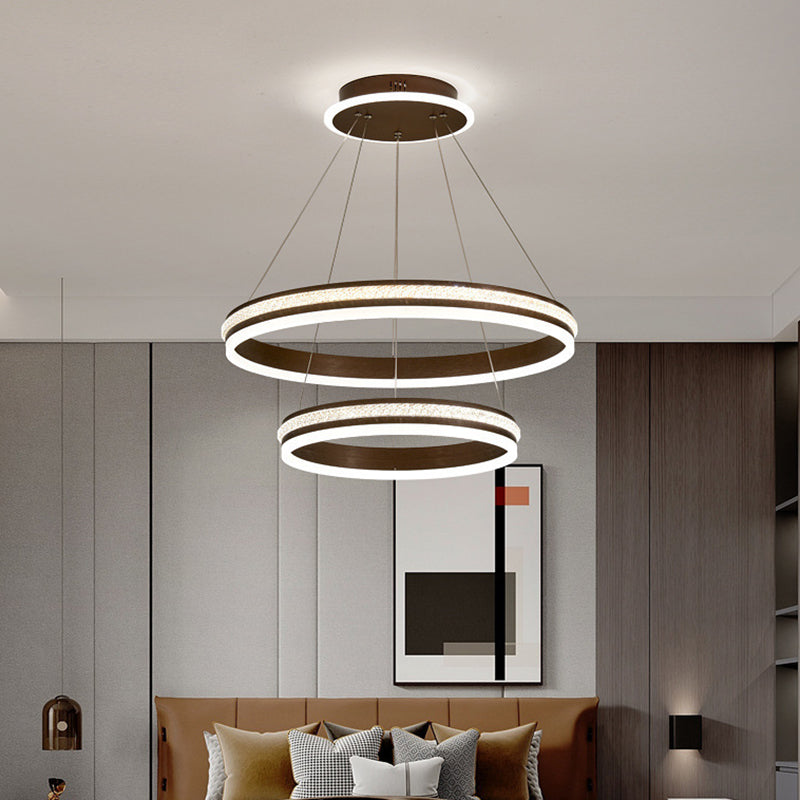 Minimalist Style Tiers Chandelier Lighting Acrylic Parlor LED Ring Suspension Light Fixture Clearhalo 'Ceiling Lights' 'Chandeliers' Lighting' 2618601