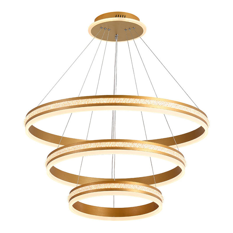 Minimalist Style Tiers Chandelier Lighting Acrylic Parlor LED Ring Suspension Light Fixture Clearhalo 'Ceiling Lights' 'Chandeliers' Lighting' 2618602