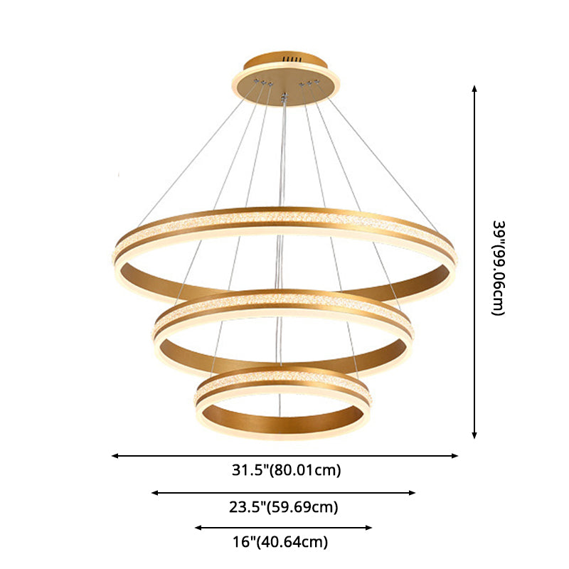 Minimalist Style Tiers Chandelier Lighting Acrylic Parlor LED Ring Suspension Light Fixture Clearhalo 'Ceiling Lights' 'Chandeliers' Lighting' 2618604