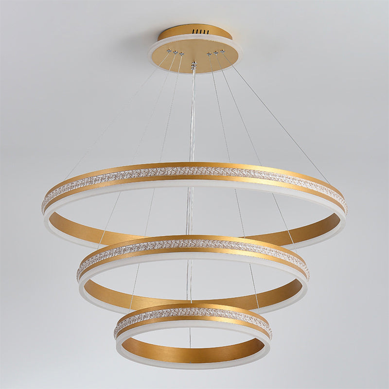 Minimalist Style Tiers Chandelier Lighting Acrylic Parlor LED Ring Suspension Light Fixture Clearhalo 'Ceiling Lights' 'Chandeliers' Lighting' 2618606