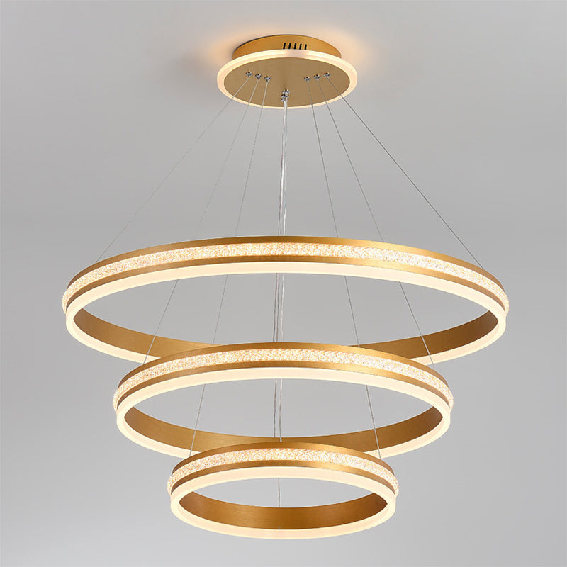 Minimalist Style Tiers Chandelier Lighting Acrylic Parlor LED Ring Suspension Light Fixture Clearhalo 'Ceiling Lights' 'Chandeliers' Lighting' 2618607