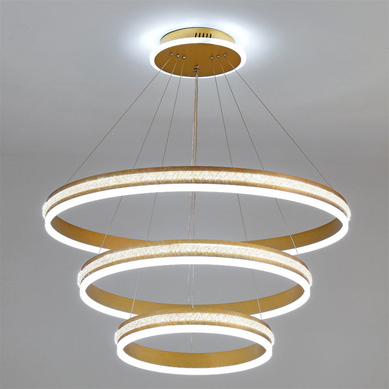 Minimalist Style Tiers Chandelier Lighting Acrylic Parlor LED Ring Suspension Light Fixture Clearhalo 'Ceiling Lights' 'Chandeliers' Lighting' 2618608