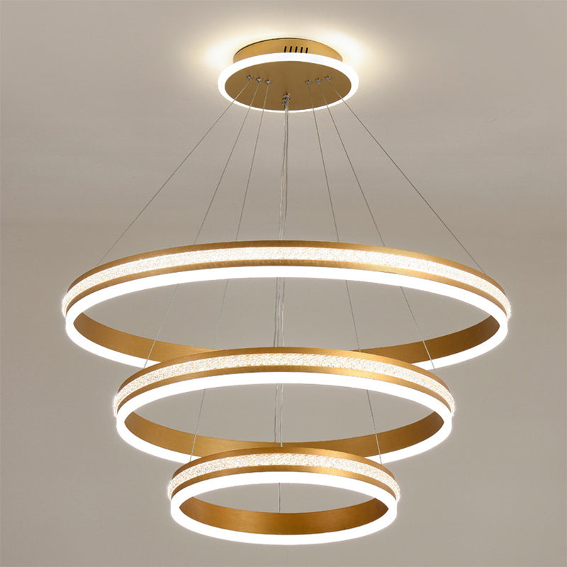 Minimalist Style Tiers Chandelier Lighting Acrylic Parlor LED Ring Suspension Light Fixture Clearhalo 'Ceiling Lights' 'Chandeliers' Lighting' 2618609