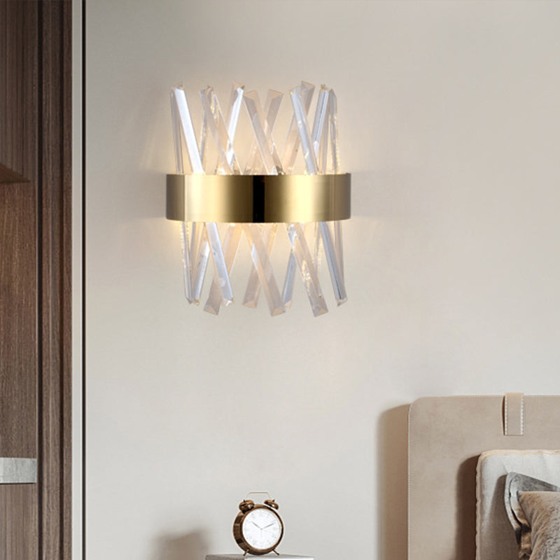 Clear Crystal Prism Wall Mount Light Contemporary Style LED Gold Sconce Lighting for Bedroom Clearhalo 'Modern wall lights' 'Modern' 'Wall Lamps & Sconces' 'Wall Lights' Lighting' 261861