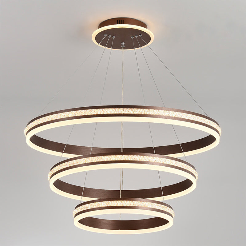 Minimalist Style Tiers Chandelier Lighting Acrylic Parlor LED Ring Suspension Light Fixture Clearhalo 'Ceiling Lights' 'Chandeliers' Lighting' 2618611