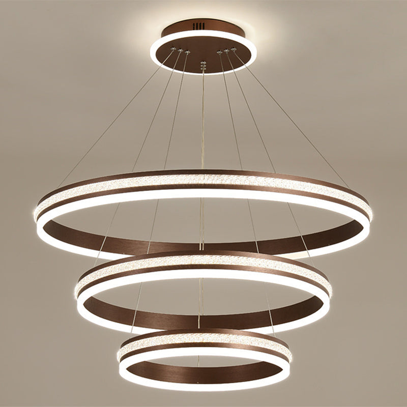 Minimalist Style Tiers Chandelier Lighting Acrylic Parlor LED Ring Suspension Light Fixture Clearhalo 'Ceiling Lights' 'Chandeliers' Lighting' 2618612