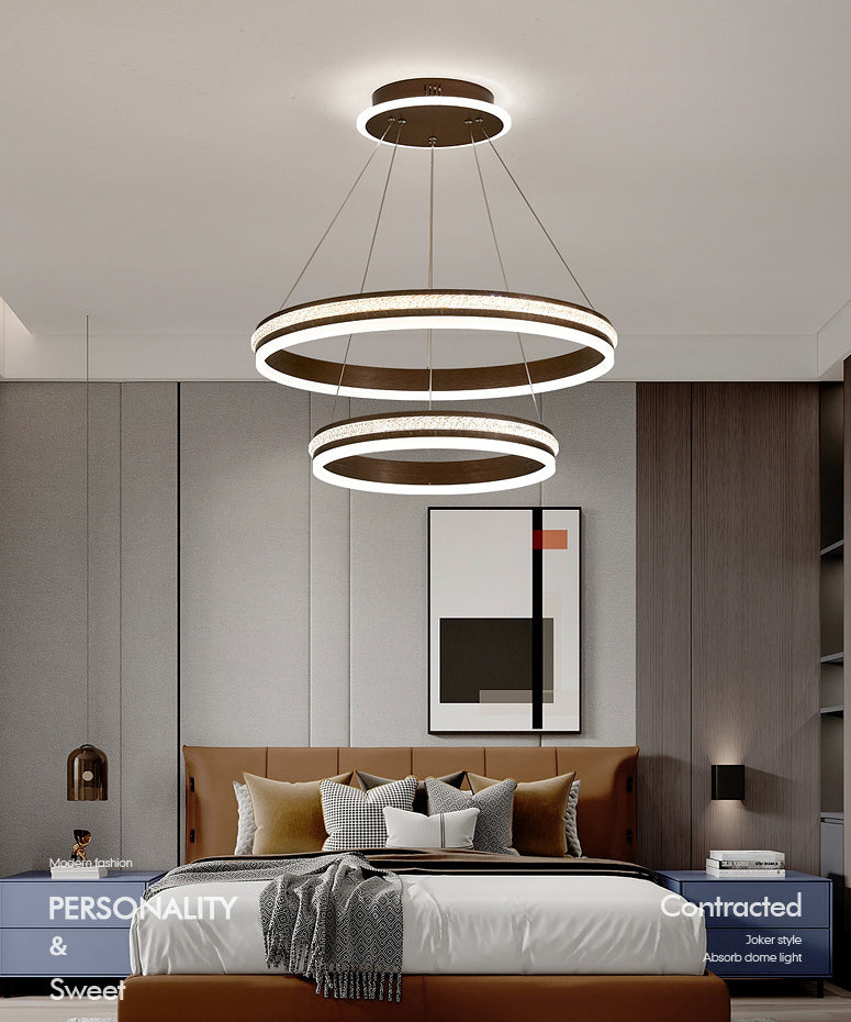 Minimalist Style Tiers Chandelier Lighting Acrylic Parlor LED Ring Suspension Light Fixture Clearhalo 'Ceiling Lights' 'Chandeliers' Lighting' 2618613