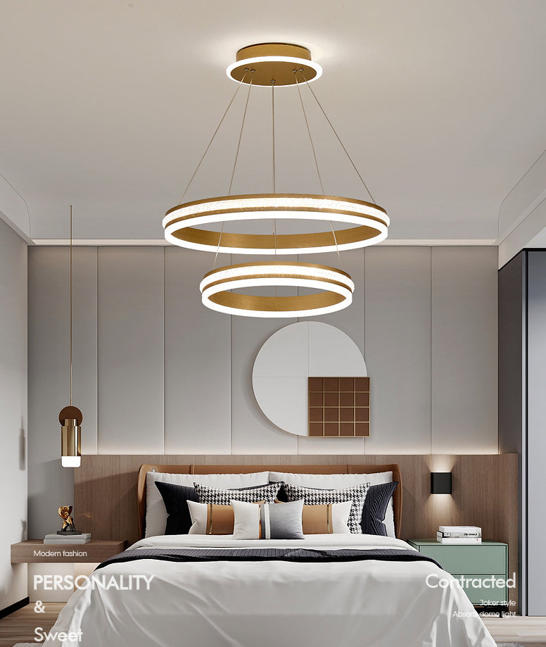 Minimalist Style Tiers Chandelier Lighting Acrylic Parlor LED Ring Suspension Light Fixture Clearhalo 'Ceiling Lights' 'Chandeliers' Lighting' 2618614