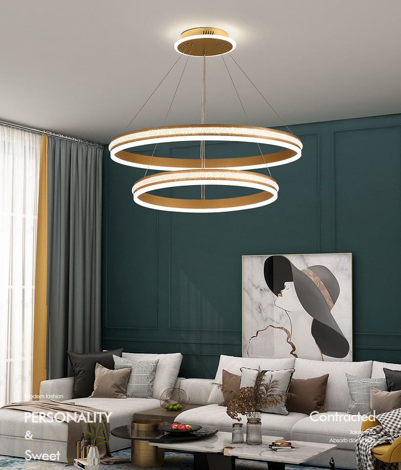 Minimalist Style Tiers Chandelier Lighting Acrylic Parlor LED Ring Suspension Light Fixture Clearhalo 'Ceiling Lights' 'Chandeliers' Lighting' 2618615