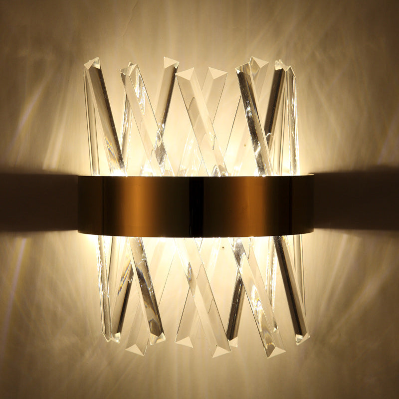 Clear Crystal Prism Wall Mount Light Contemporary Style LED Gold Sconce Lighting for Bedroom Clearhalo 'Modern wall lights' 'Modern' 'Wall Lamps & Sconces' 'Wall Lights' Lighting' 261862