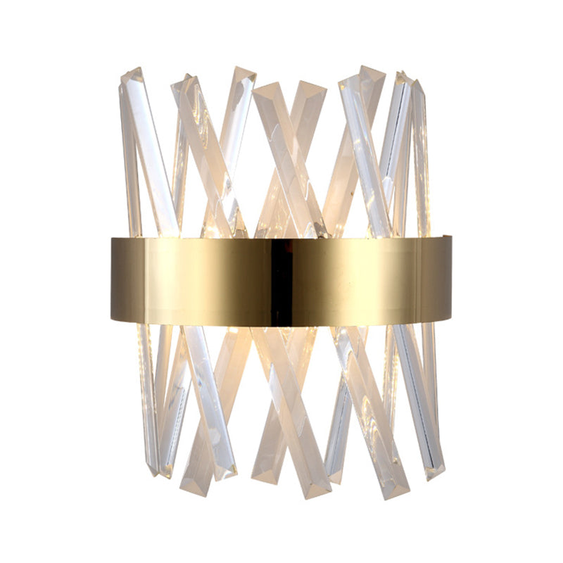 Clear Crystal Prism Wall Mount Light Contemporary Style LED Gold Sconce Lighting for Bedroom Clearhalo 'Modern wall lights' 'Modern' 'Wall Lamps & Sconces' 'Wall Lights' Lighting' 261863