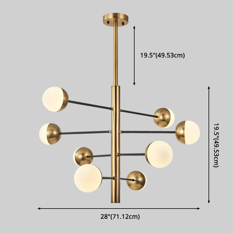 Gold Vertical Pendant Chandelier Postmodern Opal Ball Glass Hanging Light for Dining Room Clearhalo 'Ceiling Lights' 'Chandeliers' Lighting' 2618759