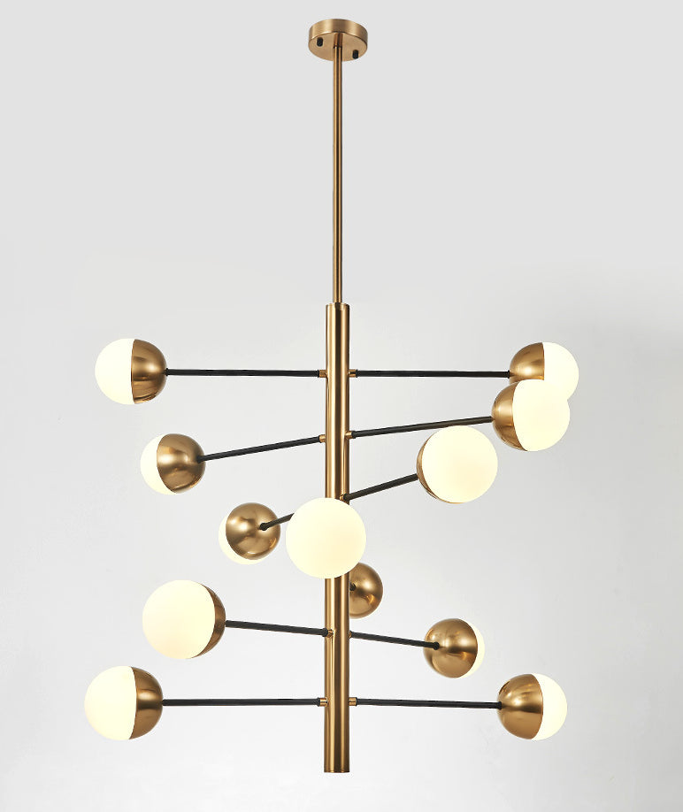 Gold Vertical Pendant Chandelier Postmodern Opal Ball Glass Hanging Light for Dining Room Clearhalo 'Ceiling Lights' 'Chandeliers' Lighting' 2618766