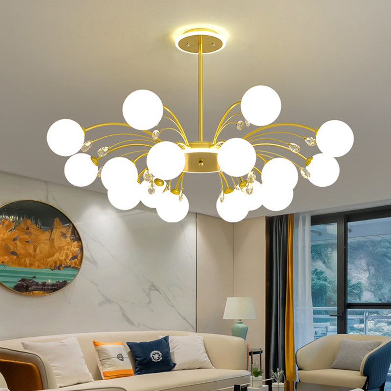 Contemporary Modo Chandelier Lighting Opal Frosted Glass Sitting Room Ceiling Hang Light Clearhalo 'Ceiling Lights' 'Chandeliers' Lighting' 2618780