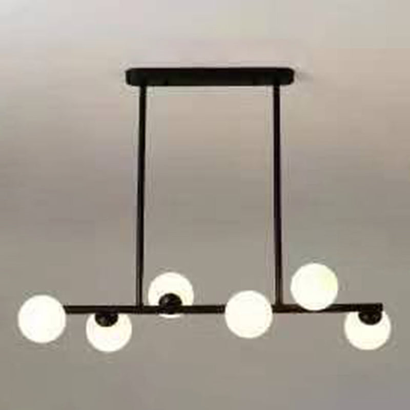 Contemporary Modo Chandelier Lighting Opal Frosted Glass Sitting Room Ceiling Hang Light 6 Black Linear Clearhalo 'Ceiling Lights' 'Chandeliers' Lighting' 2618782