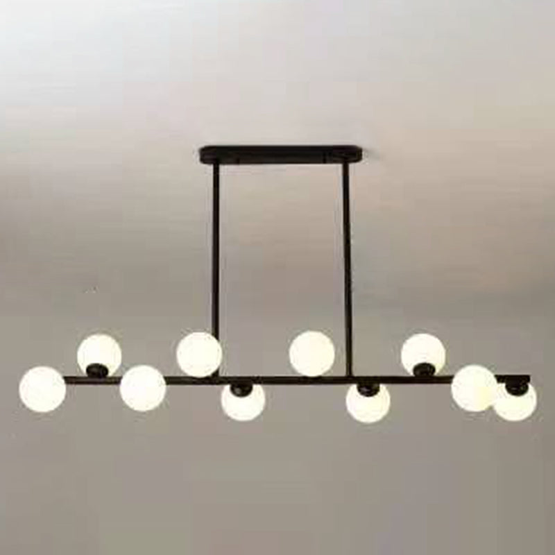 Contemporary Modo Chandelier Lighting Opal Frosted Glass Sitting Room Ceiling Hang Light 10 Black Linear Clearhalo 'Ceiling Lights' 'Chandeliers' Lighting' 2618787