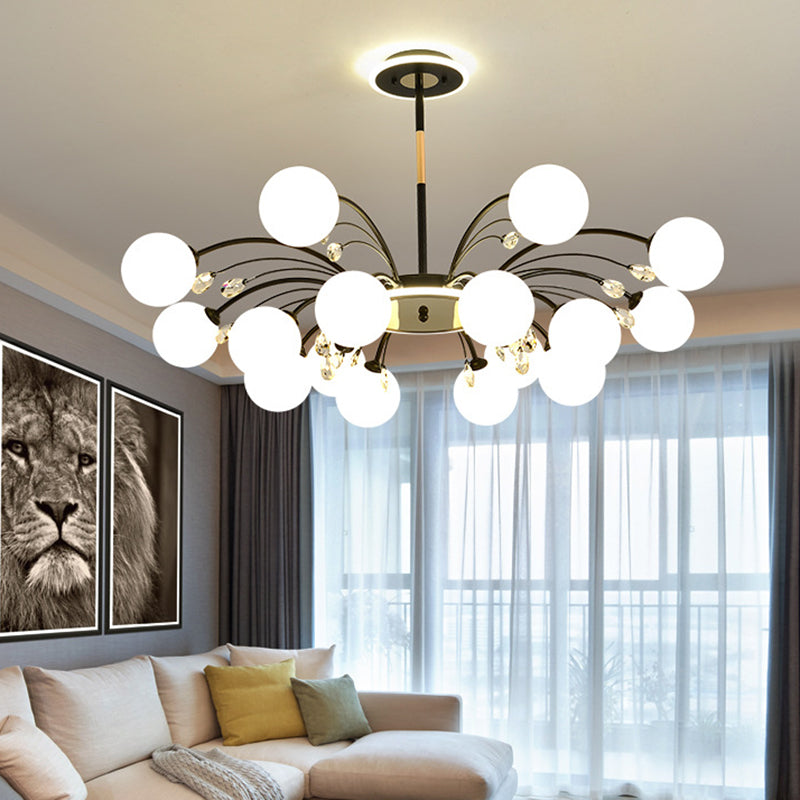 Contemporary Modo Chandelier Lighting Opal Frosted Glass Sitting Room Ceiling Hang Light Clearhalo 'Ceiling Lights' 'Chandeliers' Lighting' 2618793