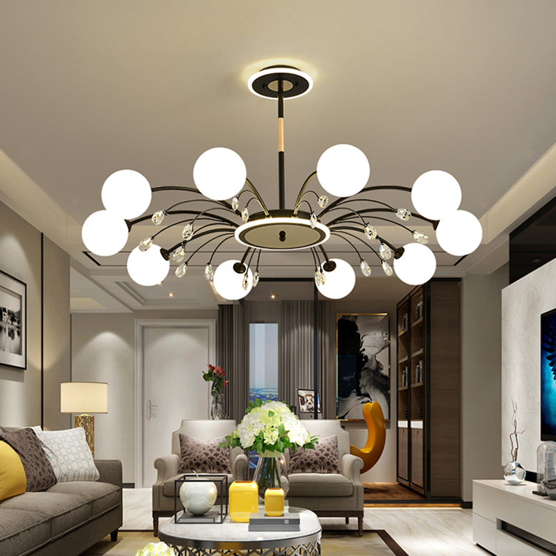 Contemporary Modo Chandelier Lighting Opal Frosted Glass Sitting Room Ceiling Hang Light Clearhalo 'Ceiling Lights' 'Chandeliers' Lighting' 2618794