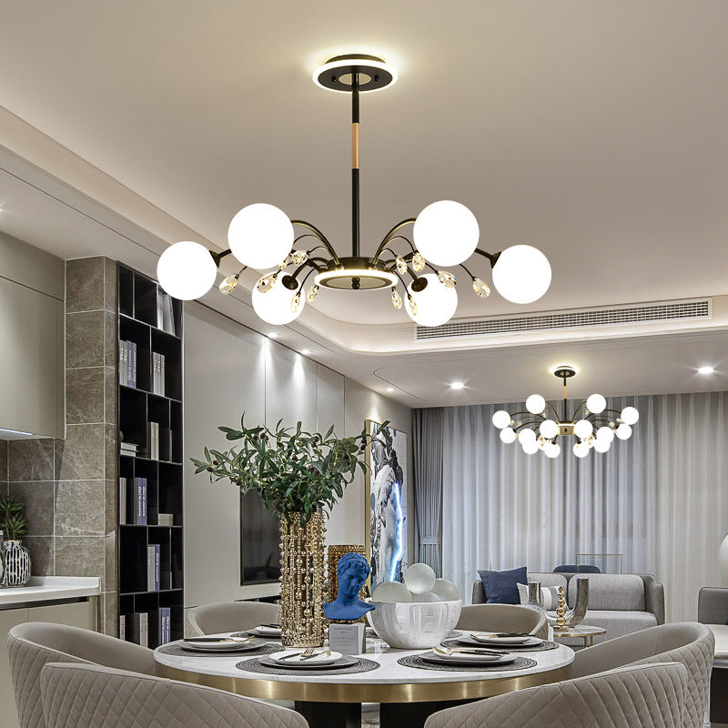 Contemporary Modo Chandelier Lighting Opal Frosted Glass Sitting Room Ceiling Hang Light Clearhalo 'Ceiling Lights' 'Chandeliers' Lighting' 2618796