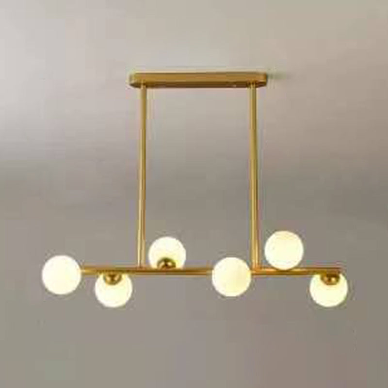 Contemporary Modo Chandelier Lighting Opal Frosted Glass Sitting Room Ceiling Hang Light 6 Gold Linear Clearhalo 'Ceiling Lights' 'Chandeliers' Lighting' 2618798