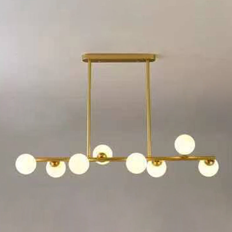 Contemporary Modo Chandelier Lighting Opal Frosted Glass Sitting Room Ceiling Hang Light 8 Gold Linear Clearhalo 'Ceiling Lights' 'Chandeliers' Lighting' 2618800