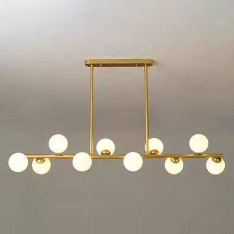 Contemporary Modo Chandelier Lighting Opal Frosted Glass Sitting Room Ceiling Hang Light 10 Gold Linear Clearhalo 'Ceiling Lights' 'Chandeliers' Lighting' 2618803