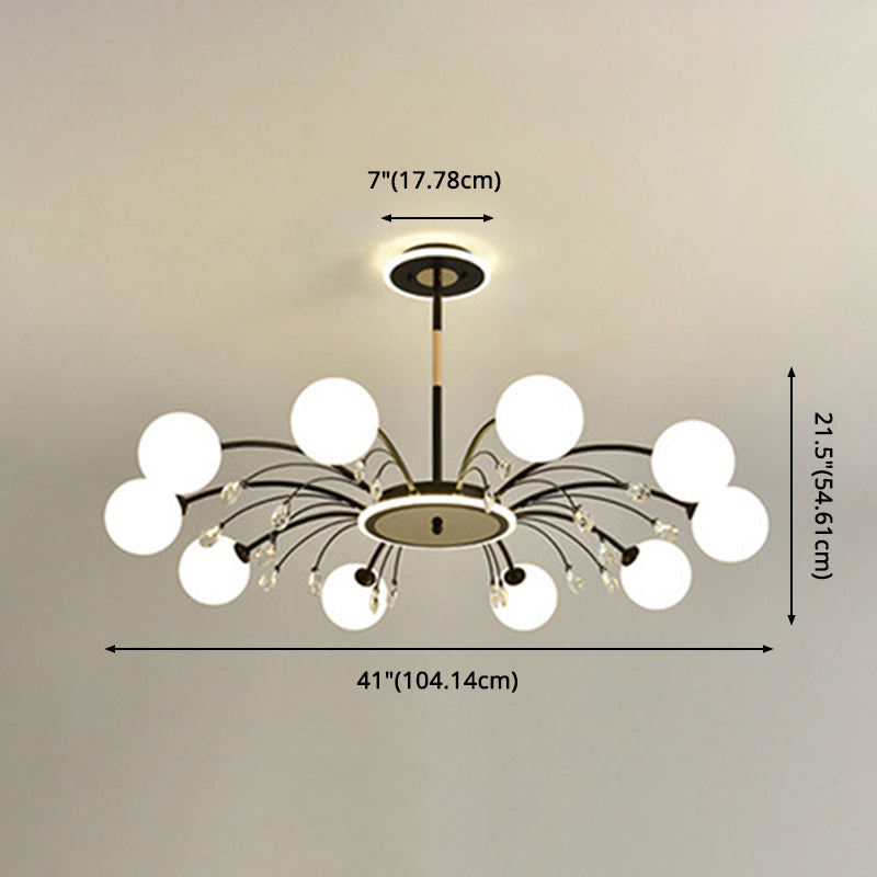 Contemporary Modo Chandelier Lighting Opal Frosted Glass Sitting Room Ceiling Hang Light Clearhalo 'Ceiling Lights' 'Chandeliers' Lighting' 2618820