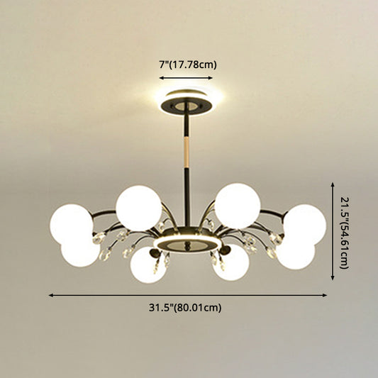 Contemporary Modo Chandelier Lighting Opal Frosted Glass Sitting Room Ceiling Hang Light Clearhalo 'Ceiling Lights' 'Chandeliers' Lighting' 2618822