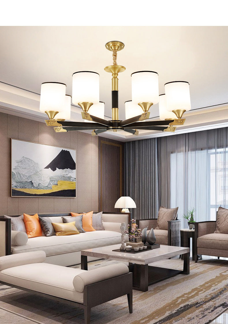 Cylindrical Living Room Chandelier Opaline Glass Minimalistic Pendant Light Fixture Clearhalo 'Ceiling Lights' 'Chandeliers' Lighting' 2618868