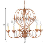 Brass 5/6 Lights Chandelier Light Fixture Traditional Metal and Crystal Candle Pendant Lamp for Dining Room Clearhalo 'Ceiling Lights' 'Chandeliers' Lighting' options 261887