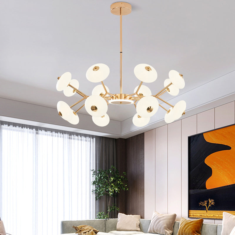 Bean Shaped Chandelier Minimalist Acrylic Bedroom LED Hanging Ceiling Light in Gold Clearhalo 'Ceiling Lights' 'Chandeliers' Lighting' 2618885