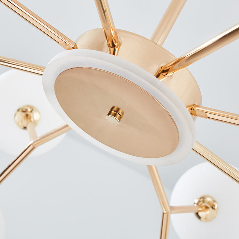 Bean Shaped Chandelier Minimalist Acrylic Bedroom LED Hanging Ceiling Light in Gold Clearhalo 'Ceiling Lights' 'Chandeliers' Lighting' 2618892