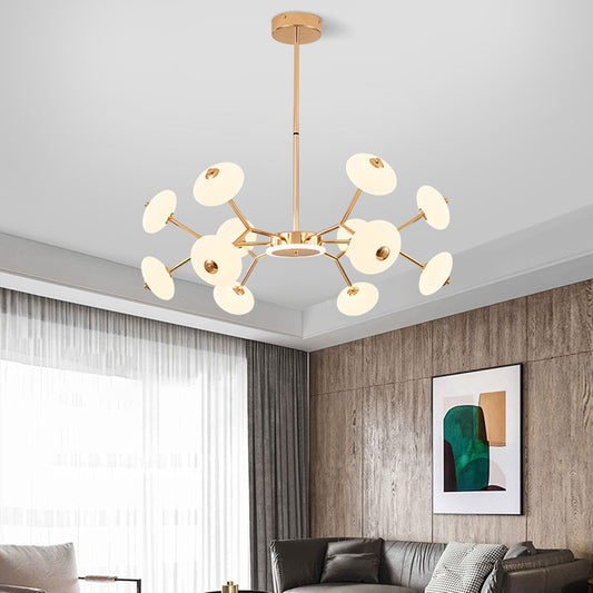 Bean Shaped Chandelier Minimalist Acrylic Bedroom LED Hanging Ceiling Light in Gold Clearhalo 'Ceiling Lights' 'Chandeliers' Lighting' 2618894