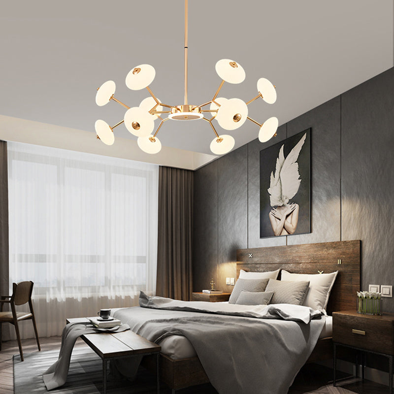 Bean Shaped Chandelier Minimalist Acrylic Bedroom LED Hanging Ceiling Light in Gold Clearhalo 'Ceiling Lights' 'Chandeliers' Lighting' 2618895