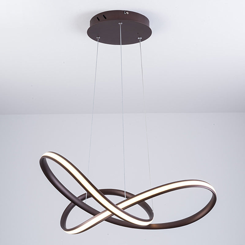 Twisted Strip LED Pendant Lamp Simplicity Metal Bedroom Chandelier in Coffee Clearhalo 'Ceiling Lights' 'Chandeliers' Lighting' 2618896