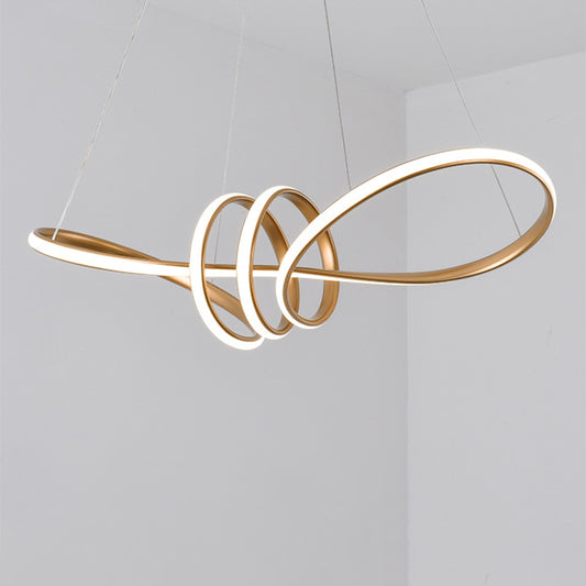 Minimalist Knot Shaped Hanging Lamp Acrylic Restaurant LED Linear Chandelier in Gold Gold Clearhalo 'Ceiling Lights' 'Chandeliers' Lighting' 2618910