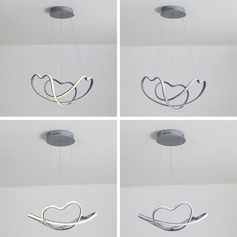 Grey Line Chandelier Lamp Simplicity Metal LED Strip Pendant Light for Dining Room Clearhalo 'Ceiling Lights' 'Chandeliers' Lighting' 2618927